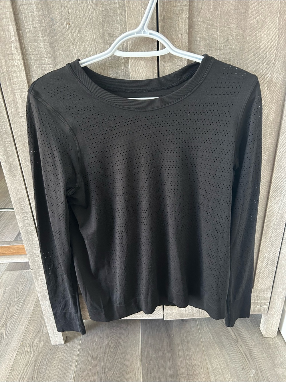 lululemon athletica Black Long Sleeve Perforated Crew Top
